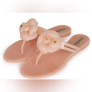 Chanel Women's Camelia Jelly Sandals flats cc pink limited Ed color 7 37 6